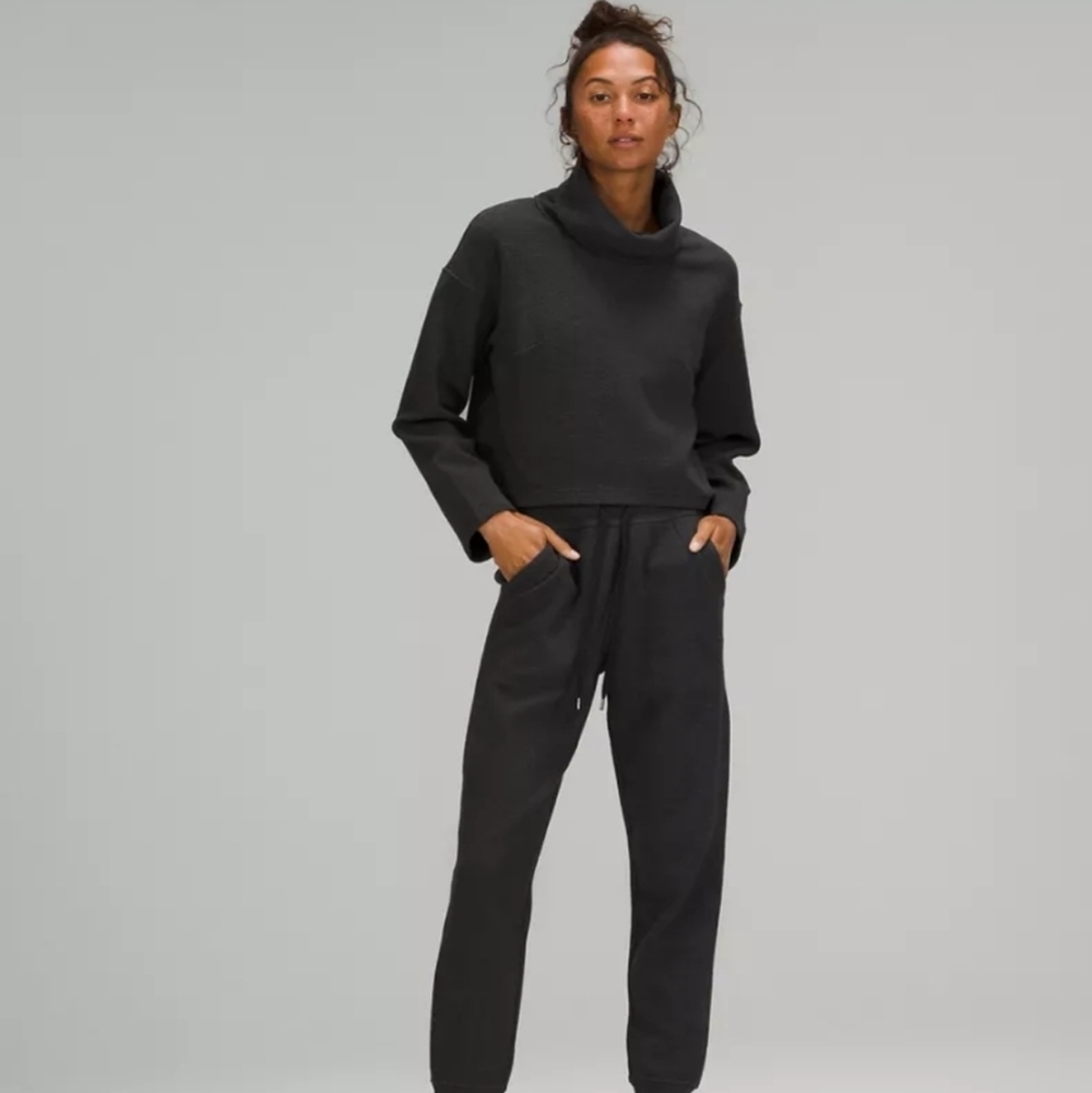 Lululemon Ribbed Funnel Neck Pullover Charcoal Grey Sweatshirt XS - Picture 1 of 7